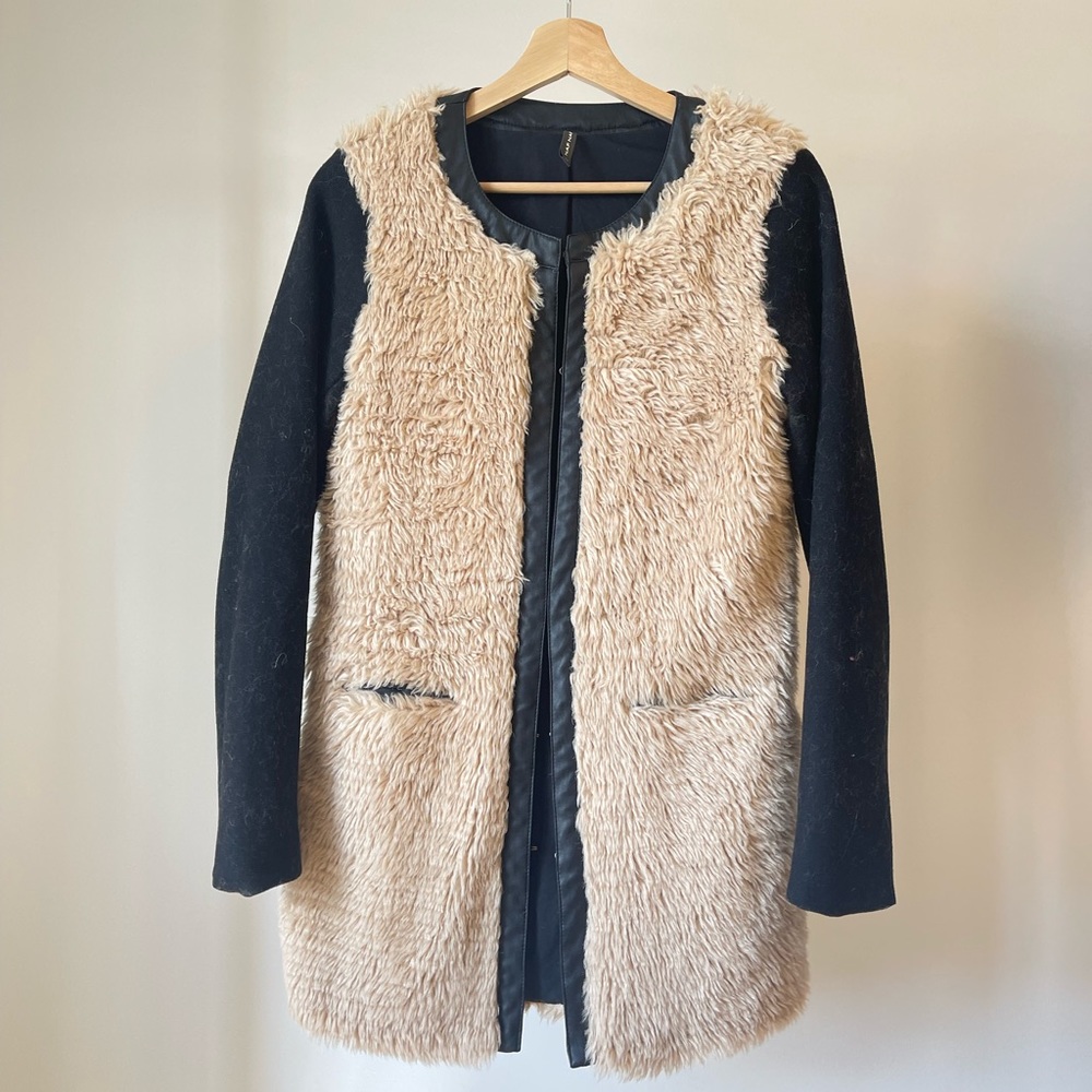 Faux Fur & Leather Coat